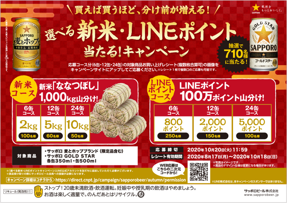 選べる「新米・LINEポイント」当たる！キャンペーン