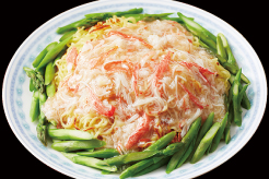 アスパラとカニのあんかけ焼きそば
