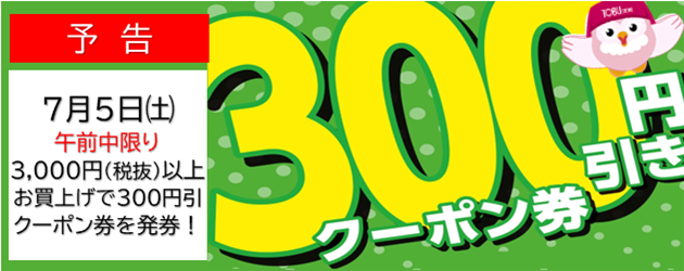 300円引きクーポン発券
